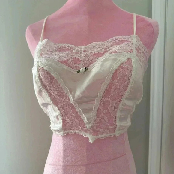 Vintage coquette lace nylon top Marie Antoinette cottagecore 36 Fairycore - Picture 4 of 8